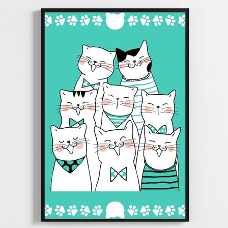 Besay Meraklı Kediler Çocuk Odası Posteri–Dekoratif 3lü Set A4 Çerçevesiz