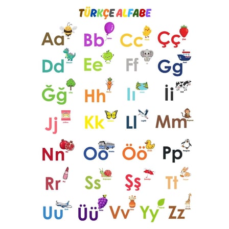 Besay Okul Öncesi Türkçe Eğitim Poster Seti 12'Li A4 Çerçevesiz