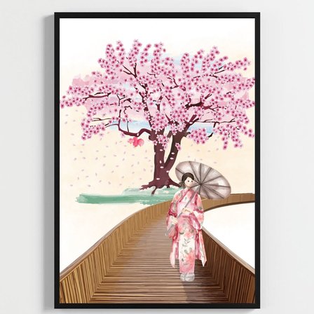 Besay Japon Esintisi | Kafe, Salon Ve Restoran Duvar Dekorasyonu | Geleneksel Sakura Ve Asya Temalı Poster | 3'Lü Set A3 Çerçev