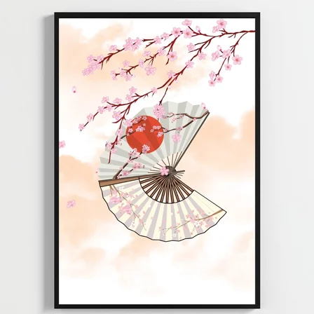 Besay Japon Esintisi | Kafe, Salon Ve Restoran Duvar Dekorasyonu | Geleneksel Sakura Ve Asya Temalı Poster | 3'Lü Set A3 Çerçev