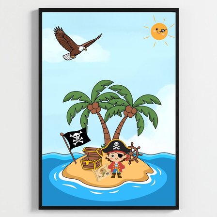 Besay Korsan Macerası | Erkek Çocuk Odası Duvar Dekorasyonu | Mavi Okyanus Ve Korsan Gemisi Posteri | 3'Lü Set A3 Çerçevesiz