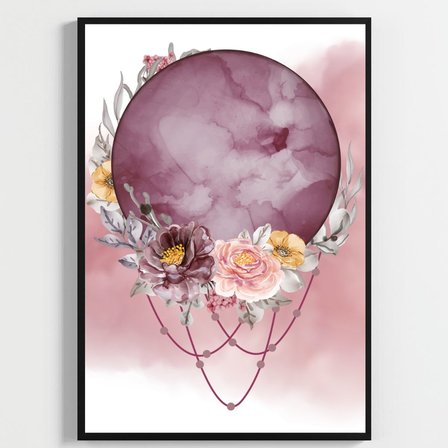 Besay Kozmik Rüya | Meditasyon Ve Yoga Odası Dekorasyonu | Çiçekli Kristal Ve Kadın Figürlü Poster | 3'Lü Set A3 Çerçevesiz