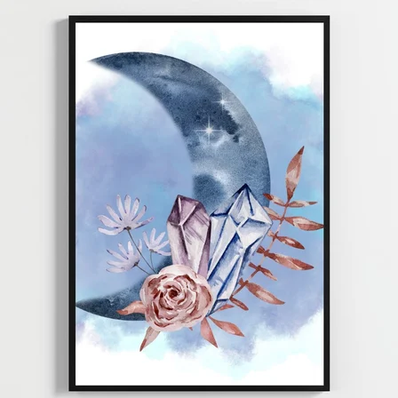Besay Kozmik Rüya | Meditasyon Ve Yoga Odası Dekorasyonu | Çiçekli Kristal Ve Kadın Figürlü Poster | 3'Lü Set A3 Çerçevesiz
