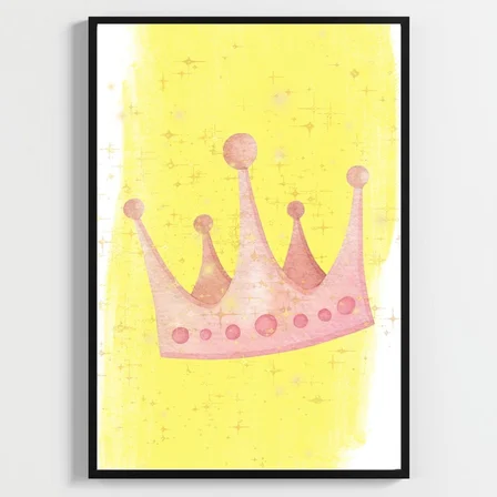 Besay Küçük Prenses | Kız Bebek Odası Duvar Dekorasyonu | Pembe Taç Ve Fiyonk Temalı Çocuk Posteri | 3'Lü Set A3 Çerçevesiz