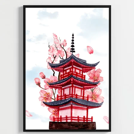 Besay Japon Esintisi | Kafe, Salon Ve Restoran Duvar Dekorasyonu | Geleneksel Sakura Ve Asya Temalı Poster | 3'Lü Set A2 Çerçevesiz