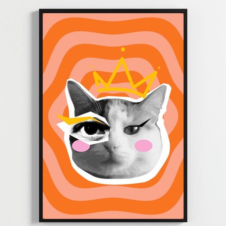 Besay Cool Cat | Renkli Genç Odası Duvar Dekorasyonu | Eğlenceli Kedi Ve Peace Temalı Estetik Tablo | 3'Lü Set A2 Çerçevesiz