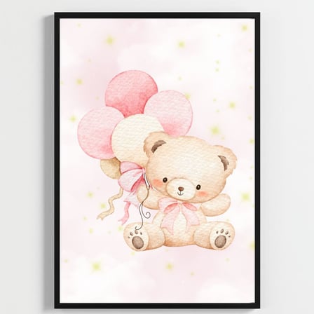 "Besay Ayıcık Masalı | ""Baby"" Temalı Çocuk Odası Dekorasyonu | Yeni Doğan Kız Bebek Hediyesi Sulu Boya Poster | 3'Lü Set A2 Ç