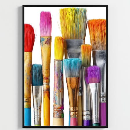 Besay Ressamın Gözünden | Modern Salon Duvar Dekorasyonu | Renkli Sanat Ve Fırça Posteri | 3'Lü Set A4 Çerçevesiz