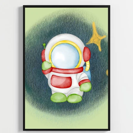 Besay Uzay Macerası | Astronotlu Eğitici Ve Eğlenceli Bebek Odası Posteri | 3'Lü Çocuk Odası Poster Seti A4 Çerçevesiz