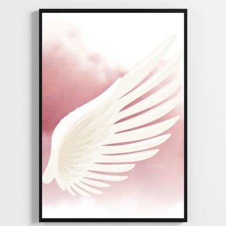 Besay Kanatlanmış | Modern Yatak Odası Duvar Dekorasyonu | Pembe Bulutlu Melek Kanadı Posteri | 3'Lü Set A4 Çerçevesiz