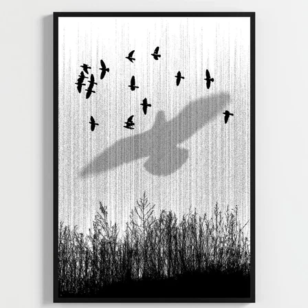 Besay Modern Kuzgun Ve Kuş Temalı Poster Seti | Gotik Gizemli Duvar Dekorasyonu | Siyah Beyaz Karga Ve Dal Tasarımlı Poster | 3