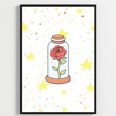 Besay Küçük Prens | Bebek Ve Çocuk Odası Duvar Dekorasyonu | İkonik Gül Ve Tilki Temalı Çocuk Posteri | 3'Lü Set A4 Çerçevesiz