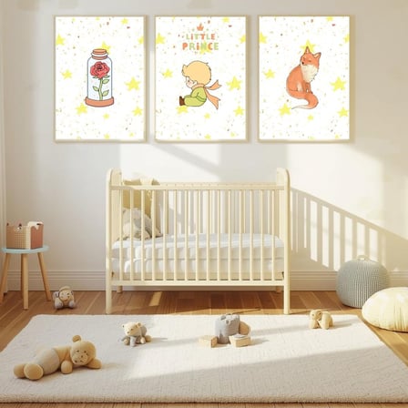 Besay Küçük Prens | Bebek Ve Çocuk Odası Duvar Dekorasyonu | İkonik Gül Ve Tilki Temalı Çocuk Posteri | 3'Lü Set A4 Çerçevesiz