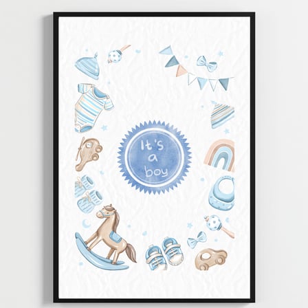 "Besay Hoş Geldin Bebek | ""It'S A Boy"" Temalı Çocuk Odası Dekorasyonu | Yeni Doğan Hediyesi Sulu Boya Poster | 3'Lü Set A4 Çe