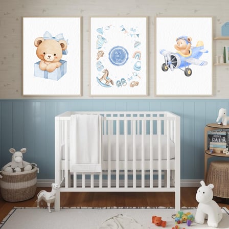 "Besay Hoş Geldin Bebek | ""It'S A Boy"" Temalı Çocuk Odası Dekorasyonu | Yeni Doğan Hediyesi Sulu Boya Poster | 3'Lü Set A4 Çe
