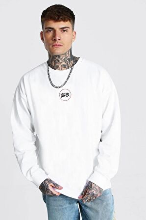 %100 Pamuk Oversize Kalıp Hoodie Japon Tasarımlı Unisex Sweaetshirt