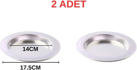 Albergio 2 Adet Alüminyum Künefe Tabağı 14 cm İç Çap 17,5 cm Dış Çap Künefe Tepsisi Gri