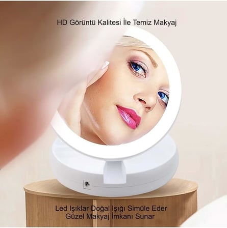 10X Büyütme Çift Taraflı Makyaj Ayna Katlanabilir 21 LED Işıklı Makyaj Aynası USB Kablo