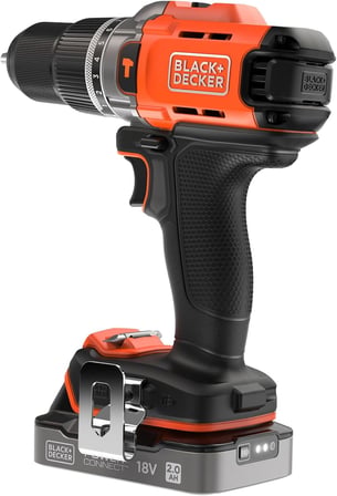 Black + Decker BCD383D1XK-QW 18V POWERCONNECT Kablosuz Darbeli Matkap (1x 2 Ah Şarj Göstergeli Pil, 1A Şarj Cihazı ve Taşıma Çantası ile)