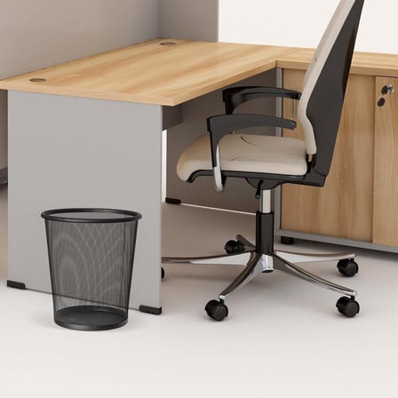 Mesh | 699768 | Kağıt Sepeti File Çöp Kovası Siyah Ofis | Çelik, Siyah | 12 L Kapasite | 26,5 x 29,5 cm