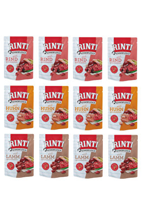 Rinti Pouch 3 Çeşit Karma Köpek Yaş Mama 400 Gr. X 12 Adet