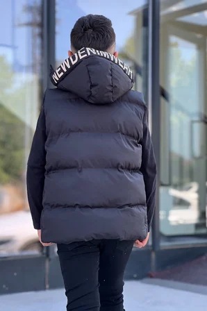 Erkek Çocuk Baskılı Çıkarılabilir Kapüşonlu  Şişme Yelek 3017