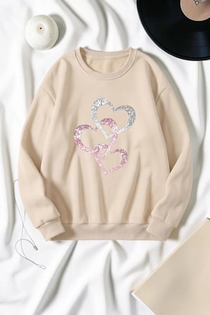 Unisex Baskılı Bisiklet Yaka Sweatshirt