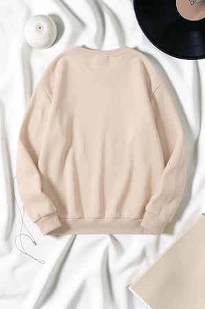 Unisex Baskılı Bisiklet Yaka Sweatshirt