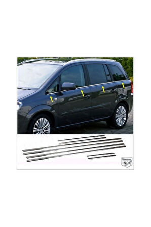 Opel Zafira B Krom Cam Çıtası 8 Prç. 2005-2011 Paslanmaz Çelik