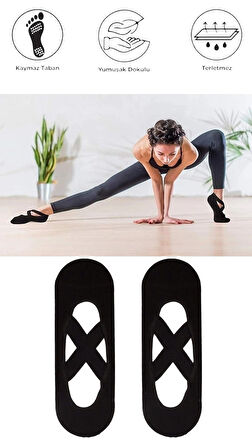 2 Adet Bayan Kaydırmaz Tabanlı Yoga Pilates Fitness Dans ve Spor Çorabı