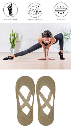 2 Adet Bayan Kaydırmaz Tabanlı Yoga Pilates Fitness Dans ve Spor Çorabı