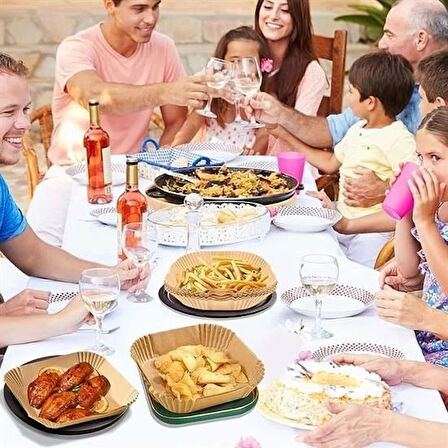 İpek Yıldızı® 50 Adet Air Fryer Pişirme Kağıdı Tek Kullanımlık 23 Cm Kare Pişirme Kağıdı XXL