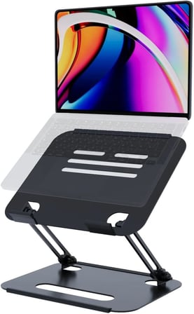 Basic 2 Tüm Modellerle Uyumlu Metal Kolay Ayarlanır Katlanabilir Siyah Laptop Standı Yükseltici Laptop Sehpası