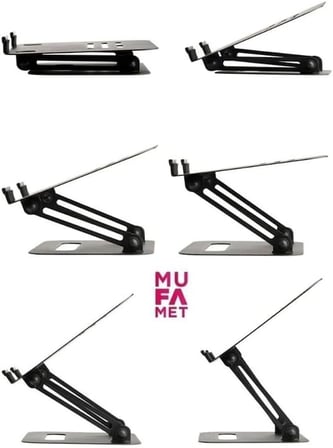 Basic 2 Tüm Modellerle Uyumlu Metal Kolay Ayarlanır Katlanabilir Siyah Laptop Standı Yükseltici Laptop Sehpası