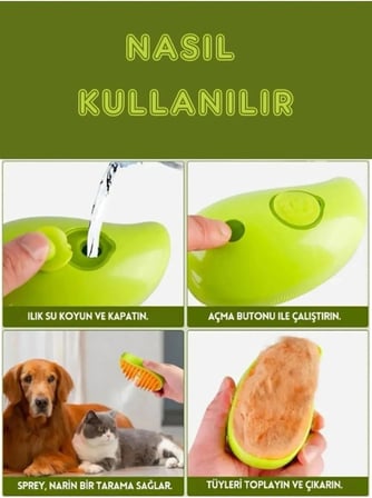Buharlı Kedi &amp; Köpek Yıkama Fırçası Tarağı Yumuşak Silikon