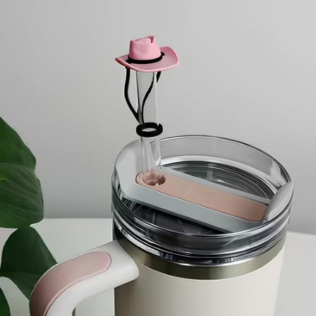 Yenigeldi Pembe Kovboy Şapkası Pipet Tıpası,Stanley ile Uyumlu