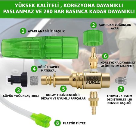 Bear Force Foam Lance Quick Plug Cihazlar İle Uyumlu Köpük Yapıcı Aparat 1L Köpük Aparatı