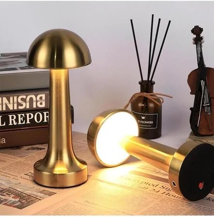 Elektrikurunleri Dekoratif Masa Lambası Dimmerli Şarjlı Lizbon Gold Cafe Restoran Masa Lambası 3 Renk Işık Modu
