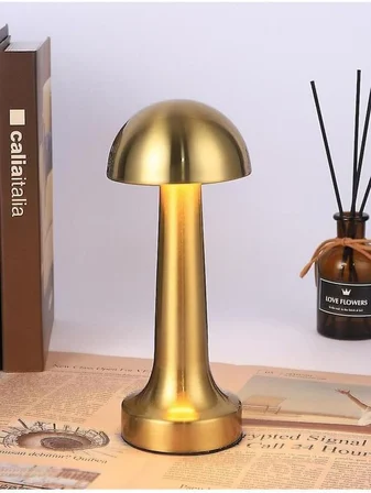 Elektrikurunleri Dekoratif Masa Lambası Dimmerli Şarjlı Lizbon Gold Cafe Restoran Masa Lambası 3 Renk Işık Modu