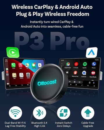 OTTOCAST Fabrika Kablolu CarPlay Arabalar için Kablosuz CarPlay Adaptörü, Kablolu Kablosuz, Tak ve Çalıştır, Otomatik Yeniden Bağlanma, Ses Kontrolü