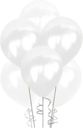 Metalik 12'inç Beyaz Balon 50 Adet