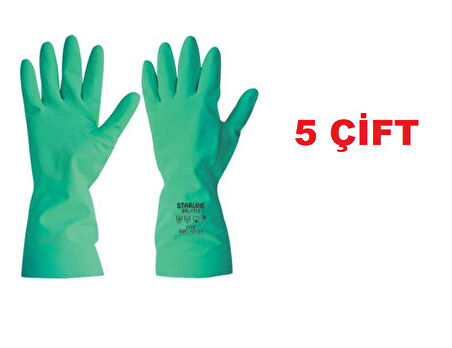 5 Çift Kimyasal Nitril Eldiven Starline Stl-1815 AJKLMNOPT EN 388: 4101X 9-9,5 Beden 