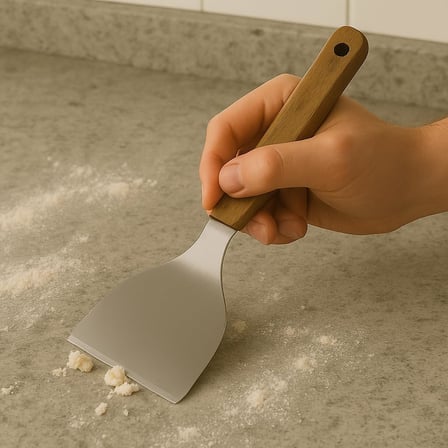 ® Ahşap Saplı Paslanmaz Çelik Spatula – 24cm Eğilimli Çok Amaçlı Mutfak Spatulası | Izgara, Burger, Sebze, Temizlik için Profesyonel Metal Spatula