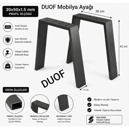 Metal Bank Sehpa Orta Sehpa Ayağı 2 Adet Ayak 42 cm Mobilya Ayağı