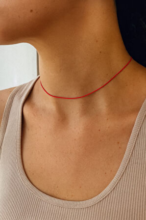 Ayarlanabilir Kırmızı İp Kolye Choker ve Bileklik Takımı