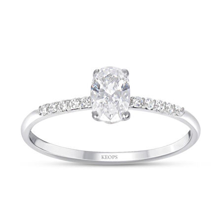 0.70 Karat  Özel Tasarım Oval Pırlanta Tektaş Yüzük-HRD Sertifikalı