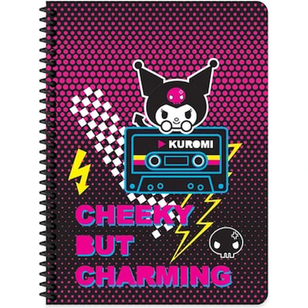 Kuromi Defter Spiralli Karton Kapak 16,5x22,5 80 YP Çizgili 380631-12