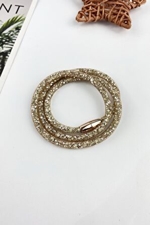 İçi Kristal Taşlı Dolamalı Bileklik B34503