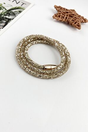 İçi Kristal Taşlı Dolamalı Bileklik B34503
