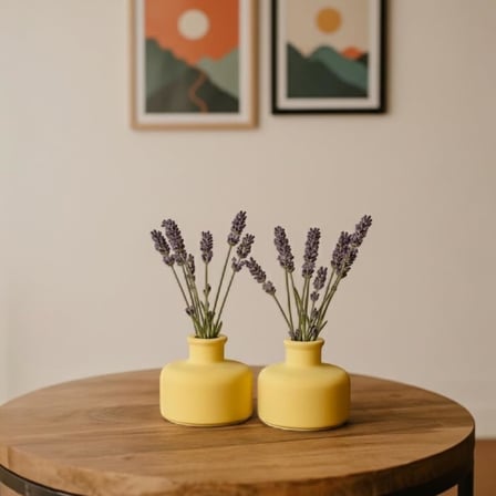 Pastel Sarı Mini Vazo Seti (2’li) – Mat Dekoratif Küçük Masa Üstü Vazo, Kuru Çiçek ve Tek Dal Çiçek İçin Modern Ev Dekor Aksesuarı